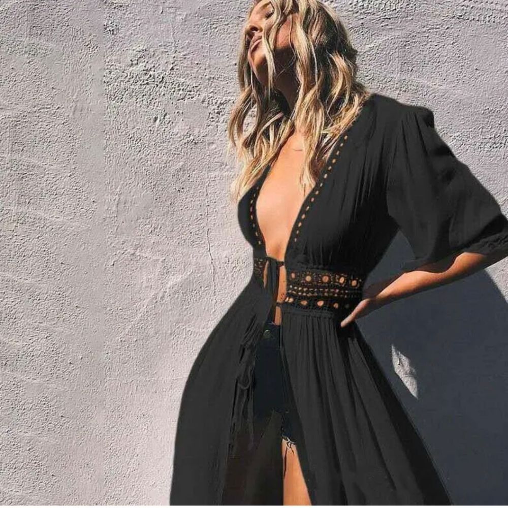 Women's Bathing Suit Cover Up Lace Boho Beach Maxi Summer Bikini Sundress Dress